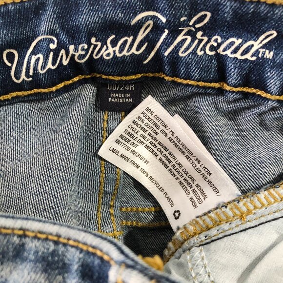 Universal Thread Womens Sz 00/24R Blue High Rise Bermuda Distressed Denim Shorts - Picture 5 of 8